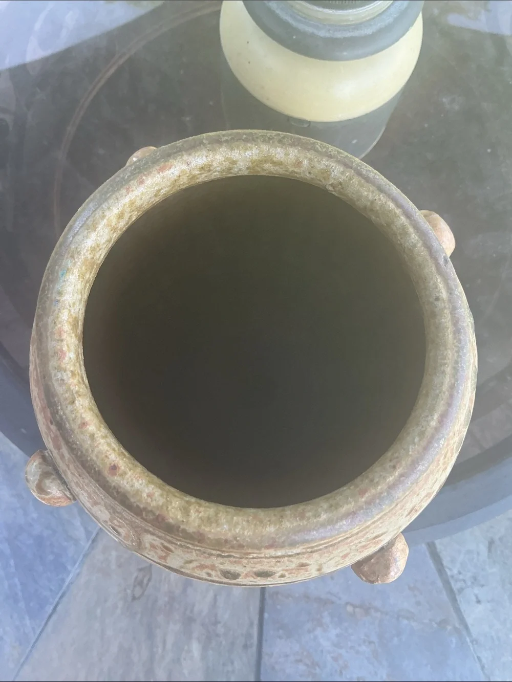 Handcrafted Pottery Vase - Cream Drip Glaze in good condition